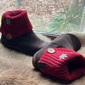 Stylish Red and Brown Ankle Booties